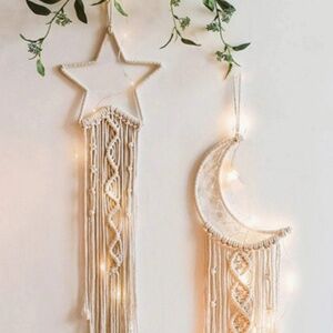 boho macrame moon and star wall hanging